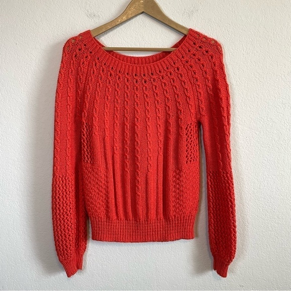 Anthropologie Guinevere Purl Wise Alpaca Wool Blend Balloon Sleeve Sweater Sz SM - Picture 2 of 9